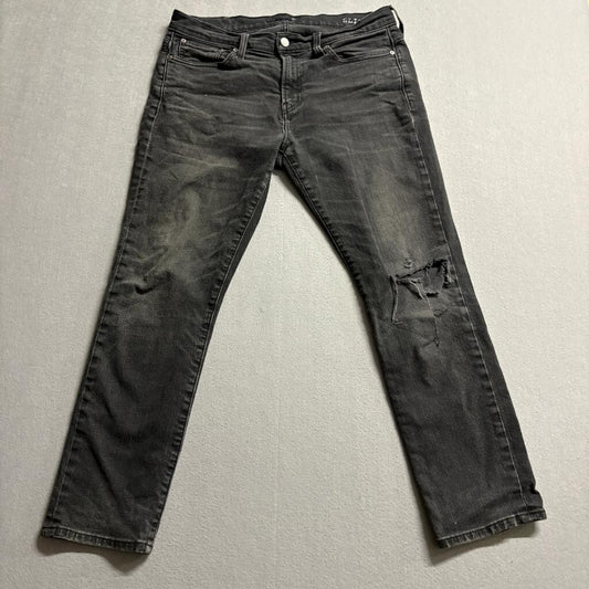 Madewell Slim Jeans Mens 32x30 Black Distressed Ripped Denim Pants