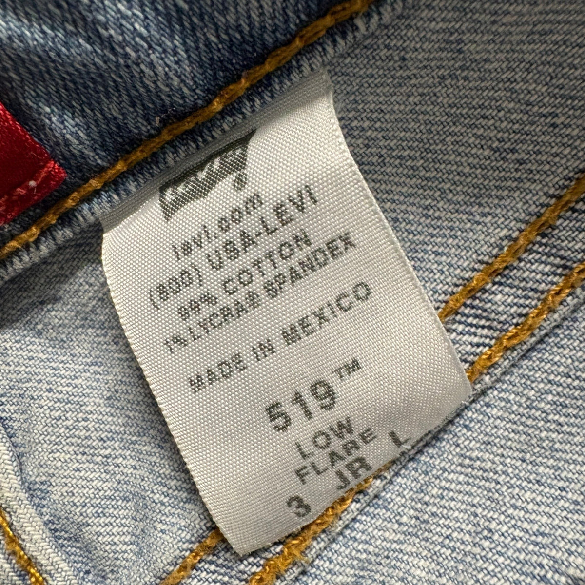 Levis 519 Low Flare Jeans Juniors Size 3 L Blue Denim Low Stretch Y2K