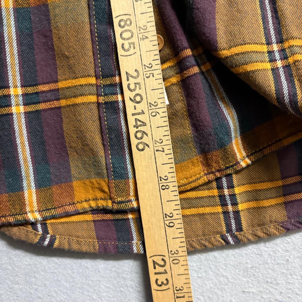 Vans Off The Wall Plaid Flannel Shirt Womens XL Mustard Yellow Purple Cotton