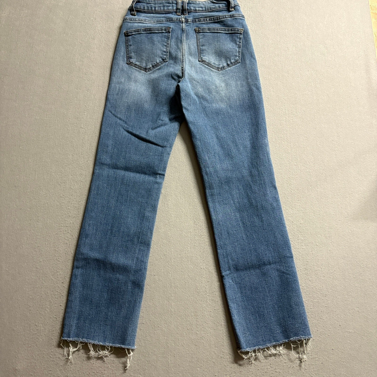 OAT New York Straight Leg Jeans Size 0 25 Blue High Rise Raw Hem Stretch Denim - Photo 10