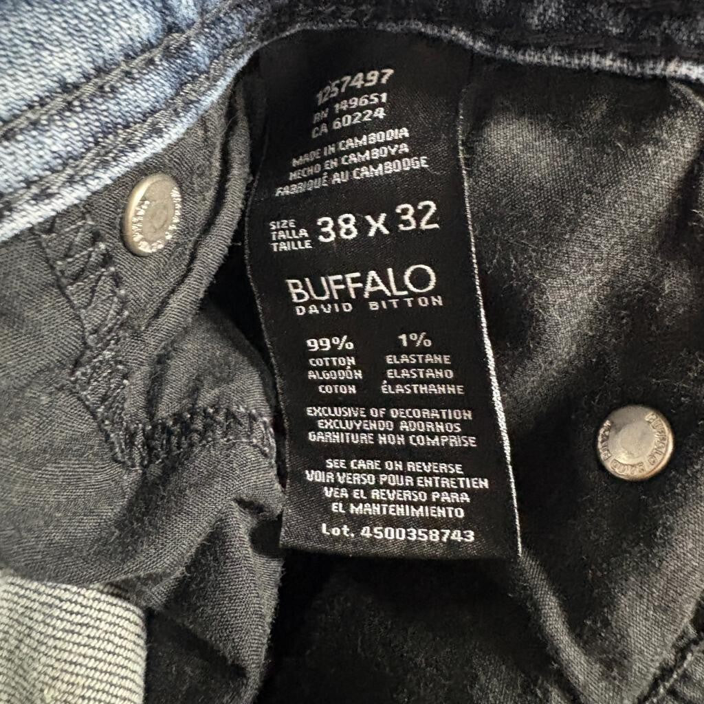 Buffalo David Bitton Jackson X Straight Stretch Jeans Mens 38x32 Blue Denim