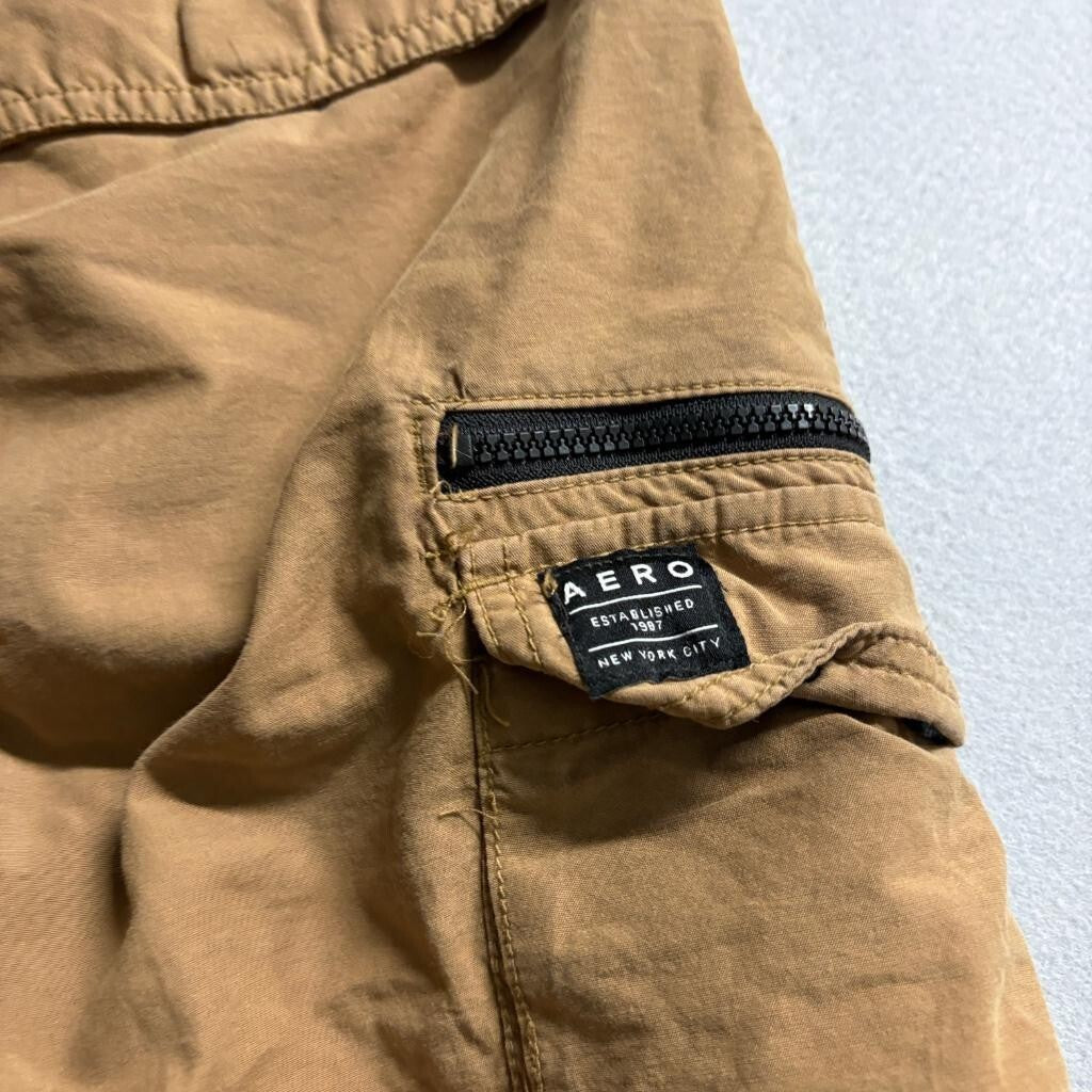 Aeropostale Active Utility Pants Mens XS Brown Cargo Jogger Drawstring Cotton