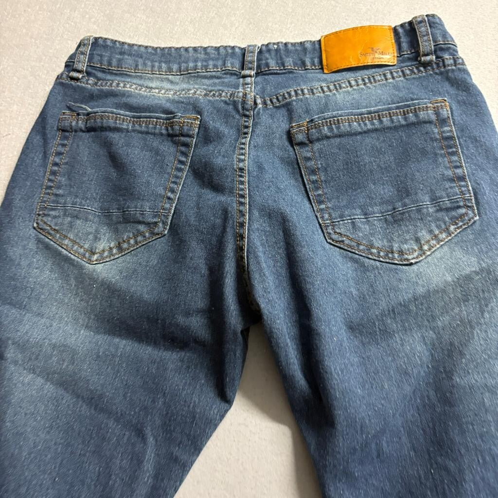 Smith & Mills Denim Mens Jeans 32x32 Blue Stretch Straight Leg Cotton Blend