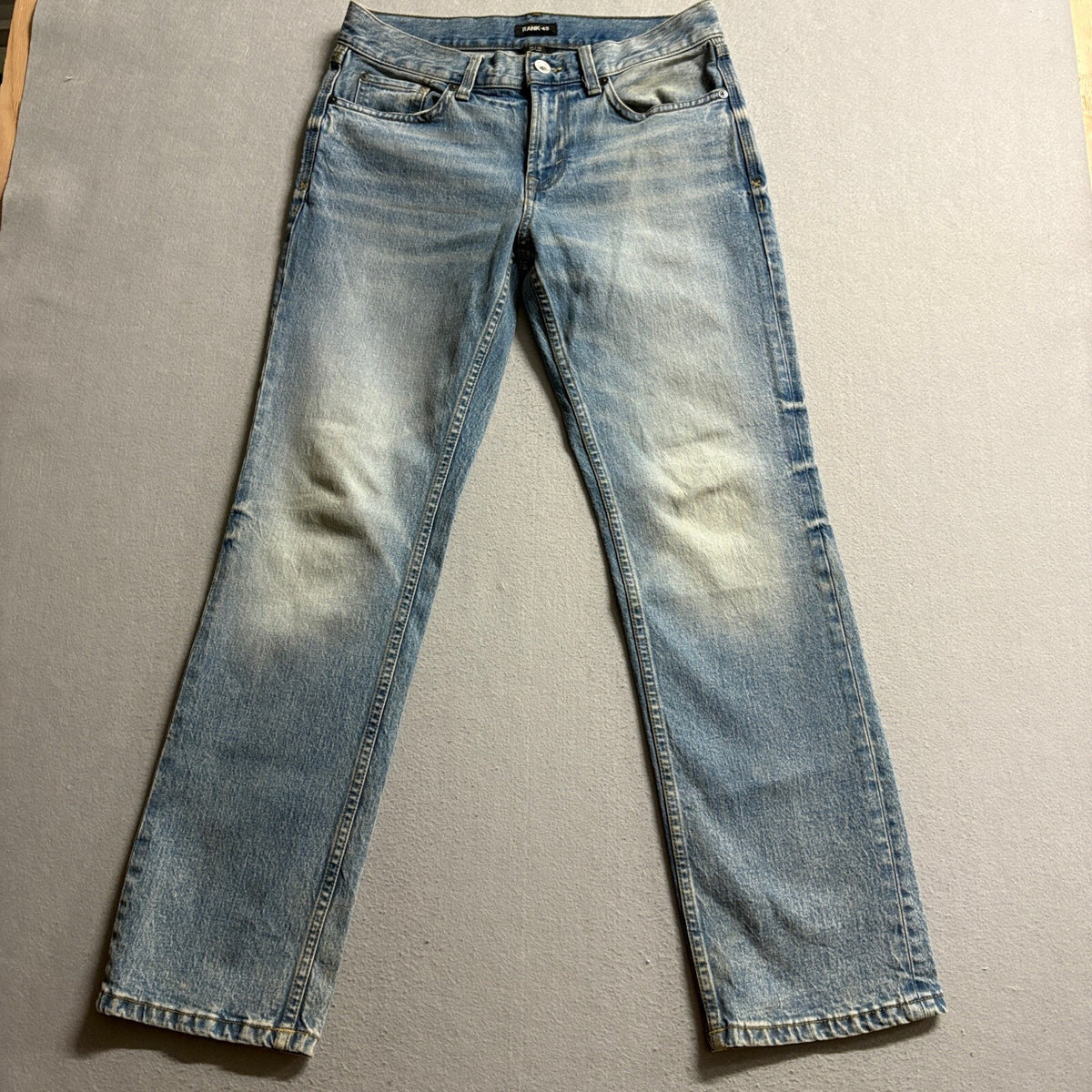 Rank 45 Mens Jeans Size 30x32 Blue Denim Straight Leg Stretch Made in Egypt