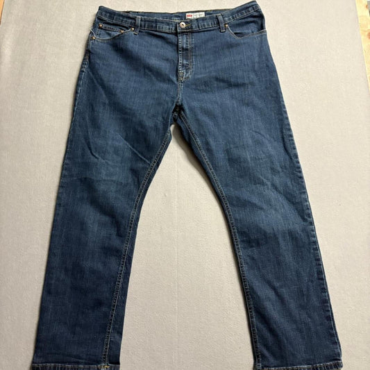 Wrangler Slim Straight Jeans Mens 42x30 Blue Stretch Denim Premium Quality