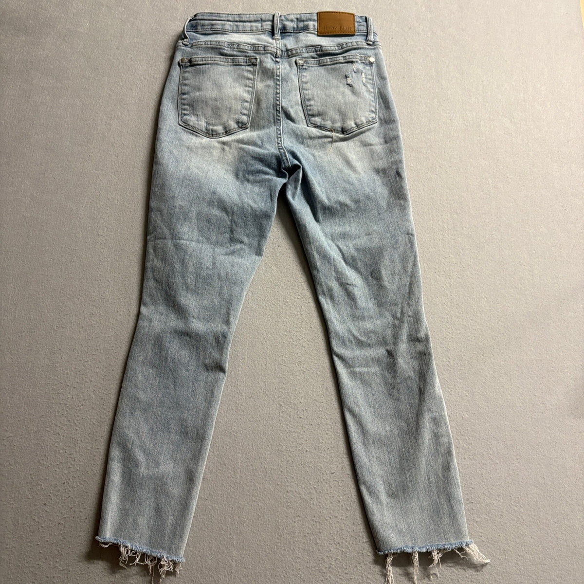 Judy Blue Distressed Raw Hem Ankle Jeans Size 7 / 28 High Rise Stretch Light