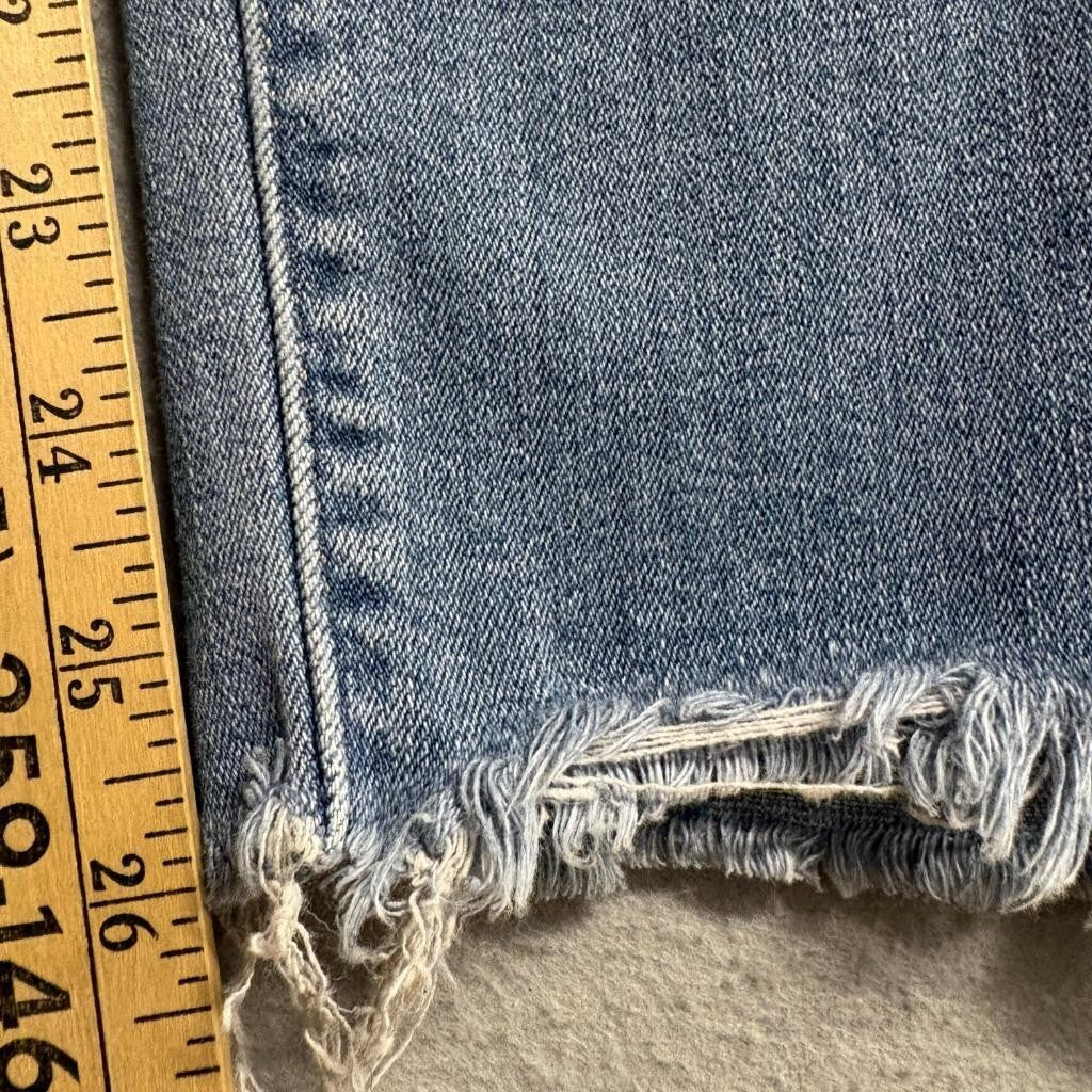 Levis 721 High Rise Skinny Jeans Womens 27 Medium Wash Blue Denim Frayed Hem