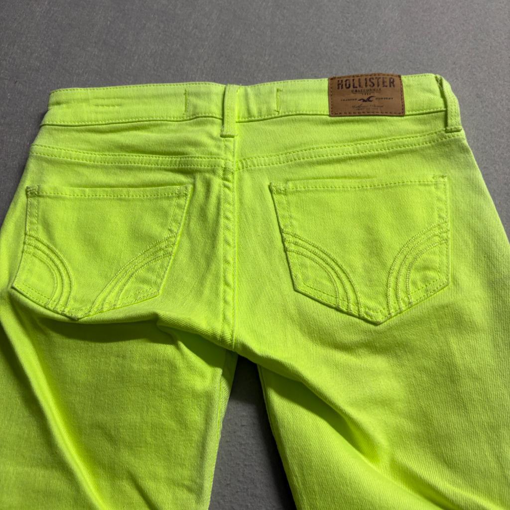 Hollister Super Skinny Jeans Womens 23x29 Neon Lime Green Stretch Denim Low Rise