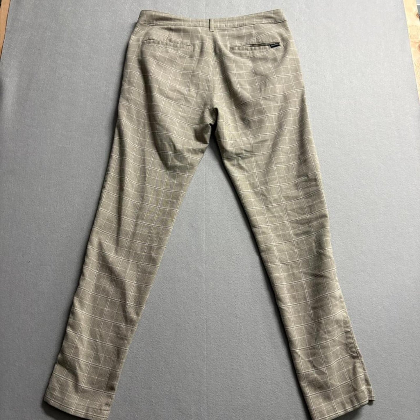 Hollister Epic Flex Skinny Chino Pants Mens 32x34 Beige Plaid Check Trousers