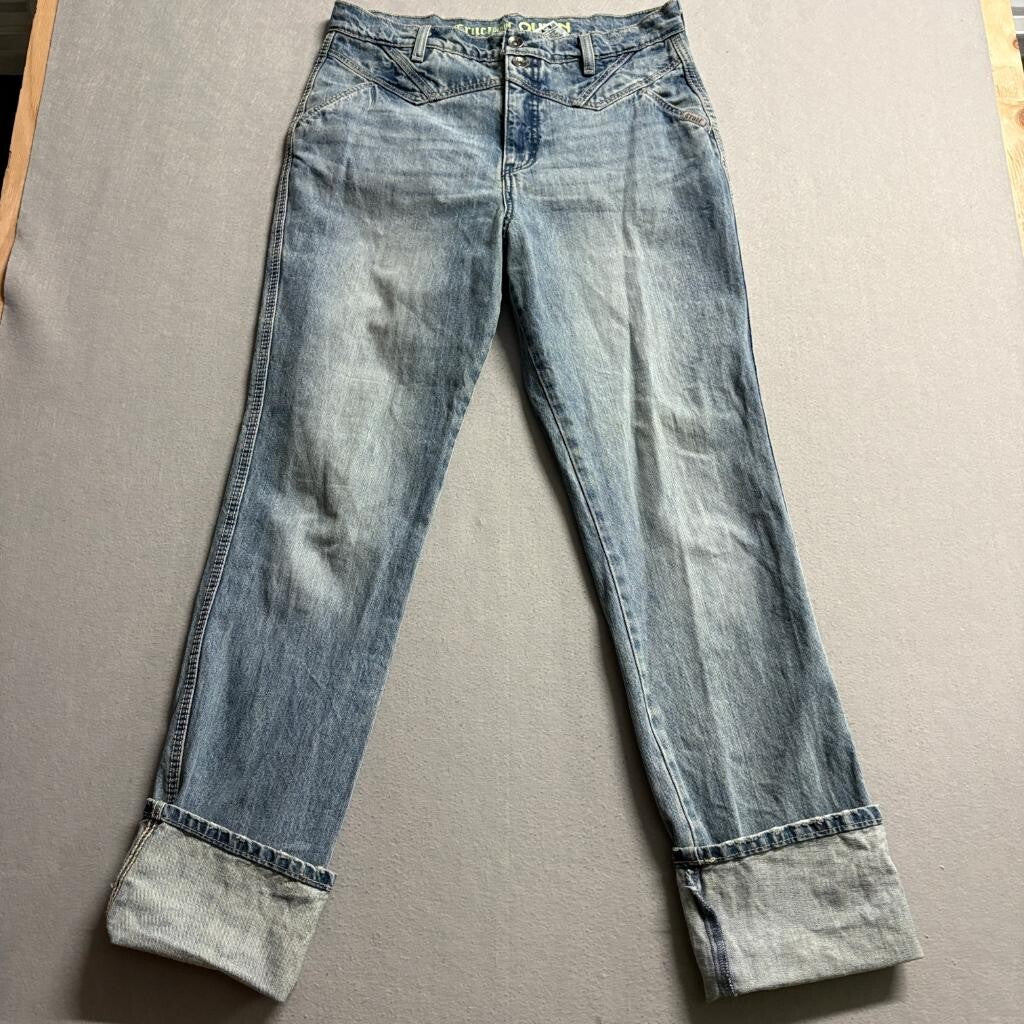 Cruel Denim Quinn Western Jeans Womens 31/11XL Blue High Rise Cuff Straight Leg