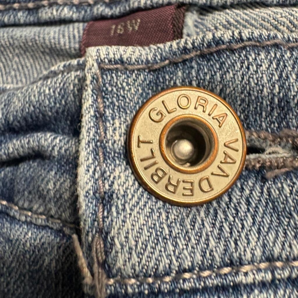 Gloria Vanderbilt Amanda Jeans Womens 16W Blue Denim Straight Leg High Rise Crop