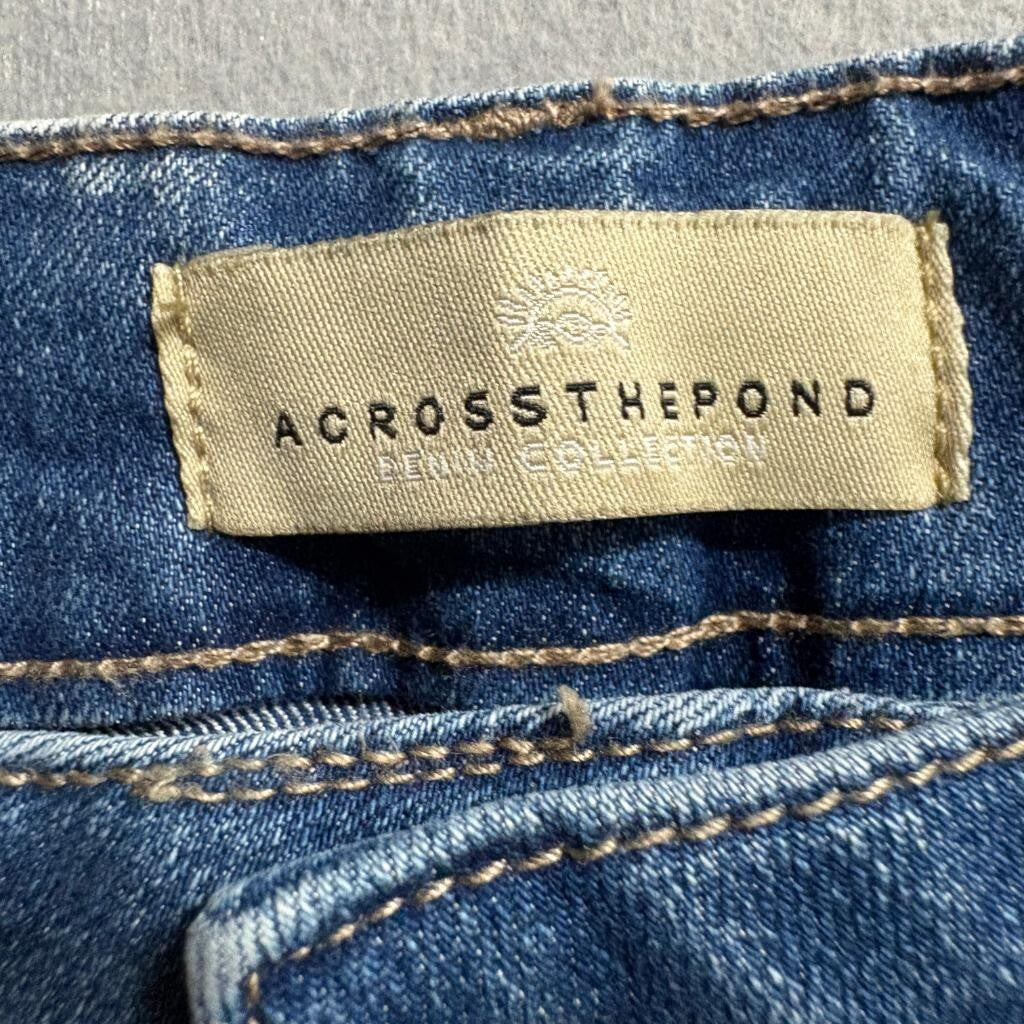 Across The Pond Denim Collection Jeans Womens 32x30 Blue Distressed Stretch Slim