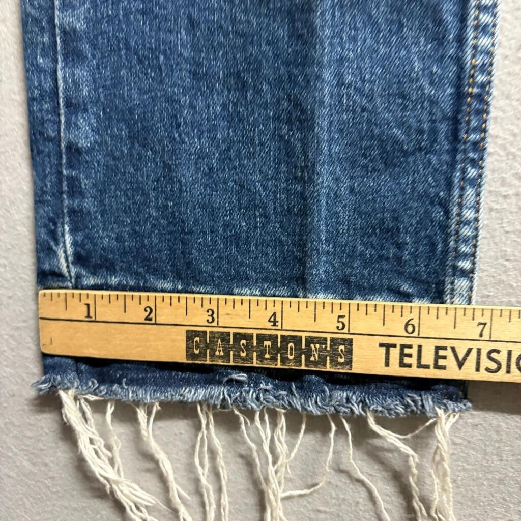 Levi's 501 Original Fit Jeans Womens W32 L32 Blue Distressed Raw Hem Denim