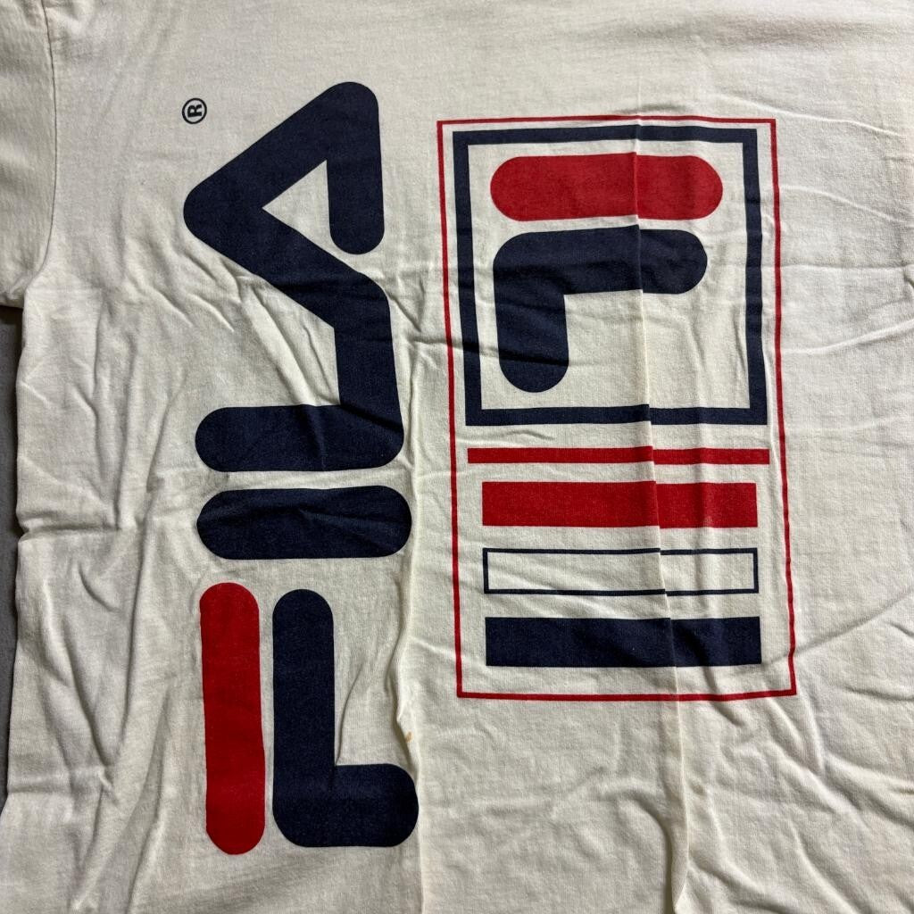 Vintage Fila T Shirt Mens XL Cream Tultex Single Stitch Graphic Tee Made in