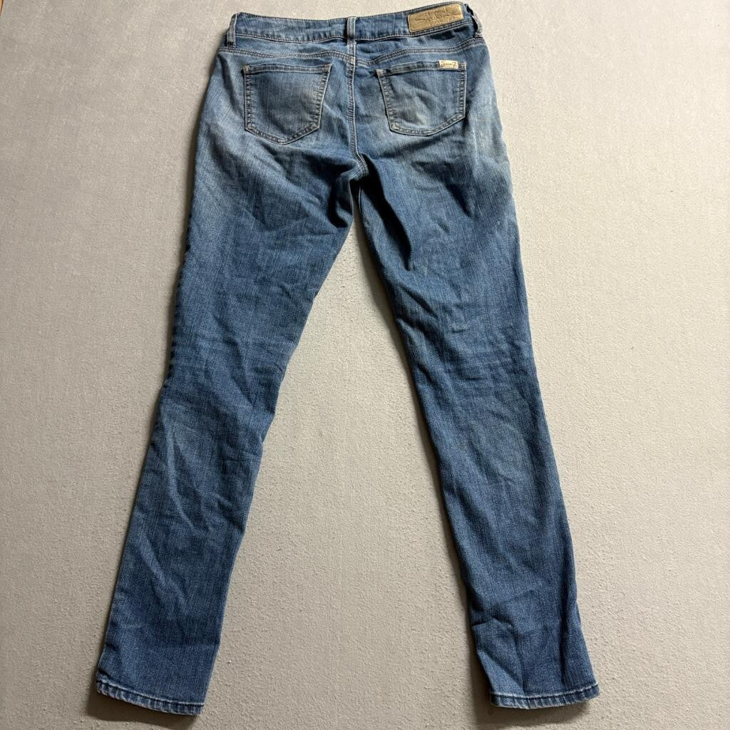 Seven7 Moto Skinny Jeans Womens 4 Blue Denim Ribbed Pleated Knee Stretch