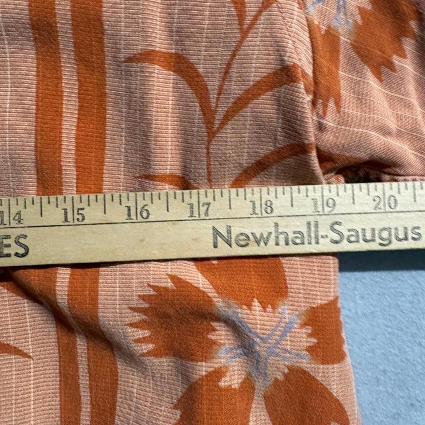 Tommy Bahama Mens XL Orange Floral Striped Tencel Short Sleeve Button Up Shirt