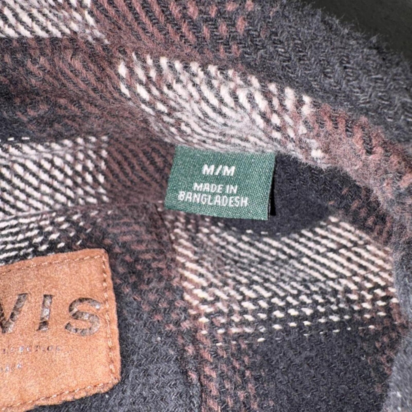 Orvis Flannel Shirt Mens Medium Brown Black Plaid Heavyweight Cotton Button Up