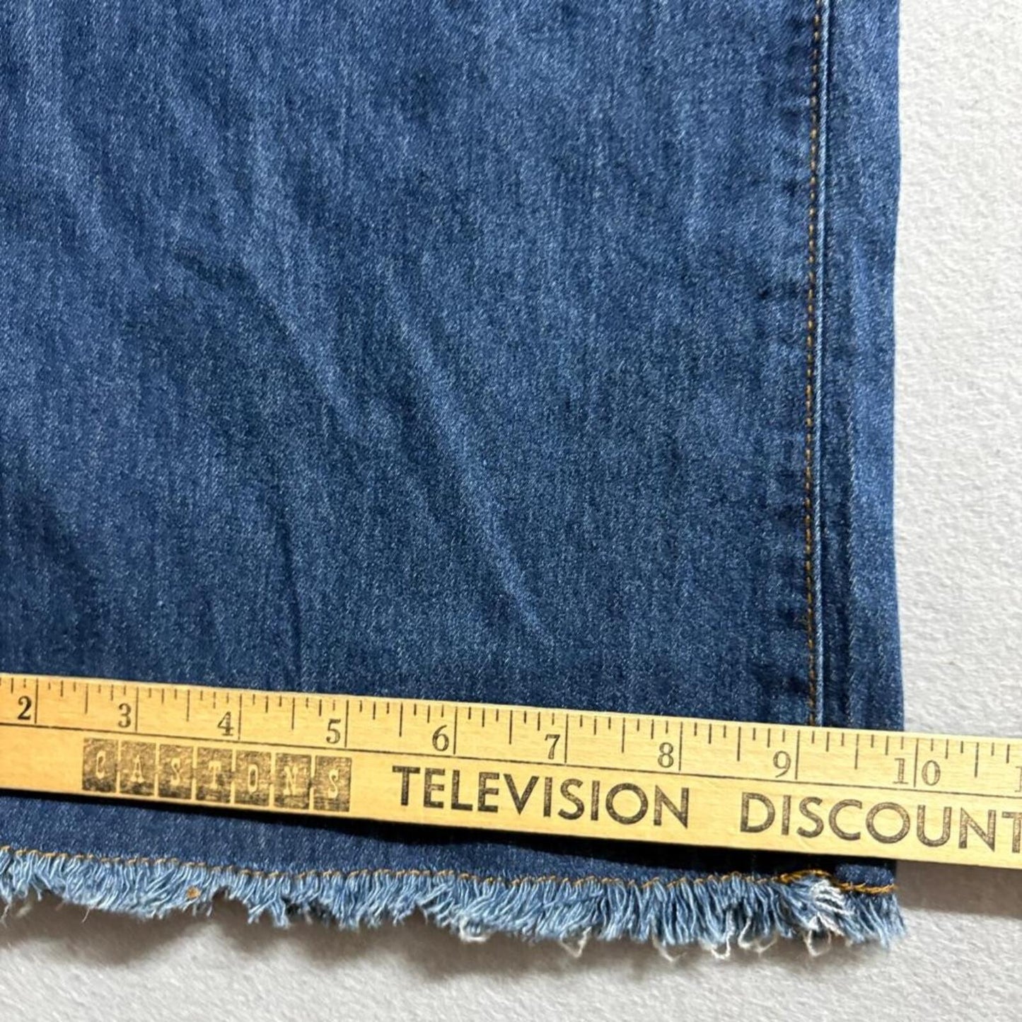 Unbranded Womens High Rise Wide Leg Flare Jeans Blue Denim Frayed Hem Size