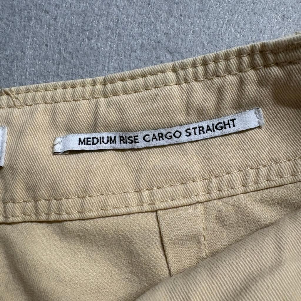 Bershka Cargo Pants Womens Size 6 Beige Medium Rise Straight Leg Utility Y2K