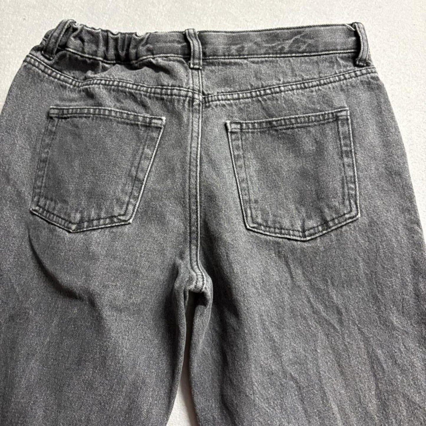 Cat & Jack Girls Jeans Size 14 Husky Gray Relaxed Straight Denim Pants