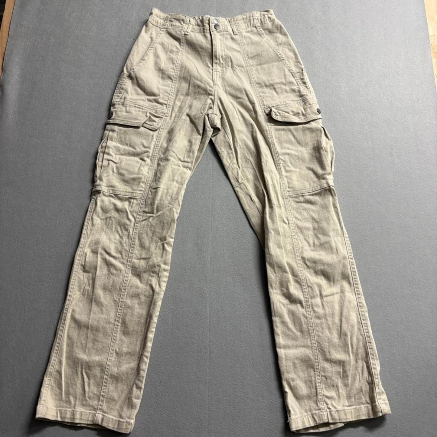 Fashion Nova Womens Cargo Pants Size M Beige Cotton Blend Elastic Waist Utility