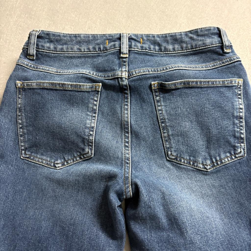 Free People Crop Flare Jeans Womens Size 28 Blue Denim Distressed Raw Hem