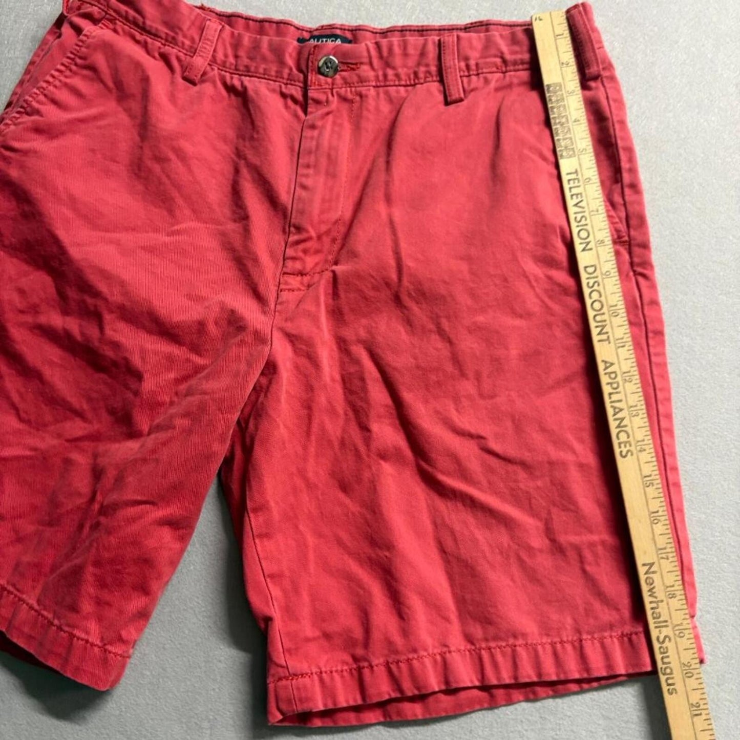 Nautica Chino Shorts Mens 36W Red 100% Cotton Twill Flat Front Casual