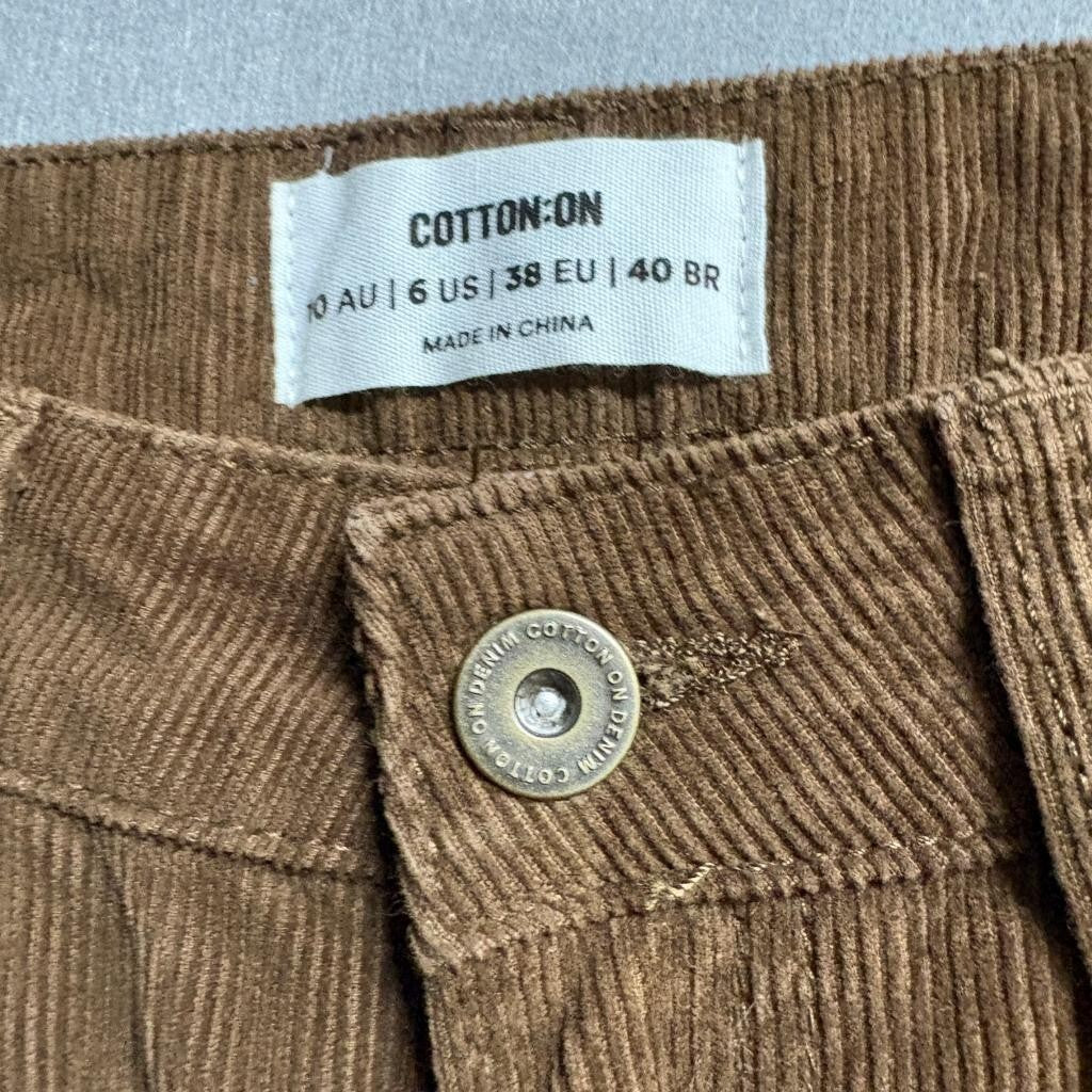 Cotton On Cord Straight Jean Womens Size 6 US Brown Corduroy High Rise Pants