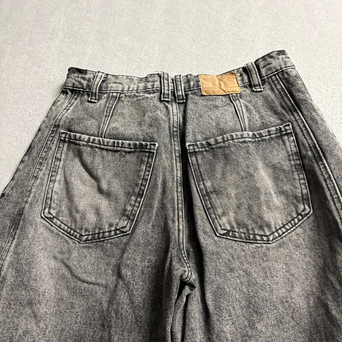 Simple Society Womens Acid Wash Wide Leg Barrel Jeans Black Gray Size 25x27