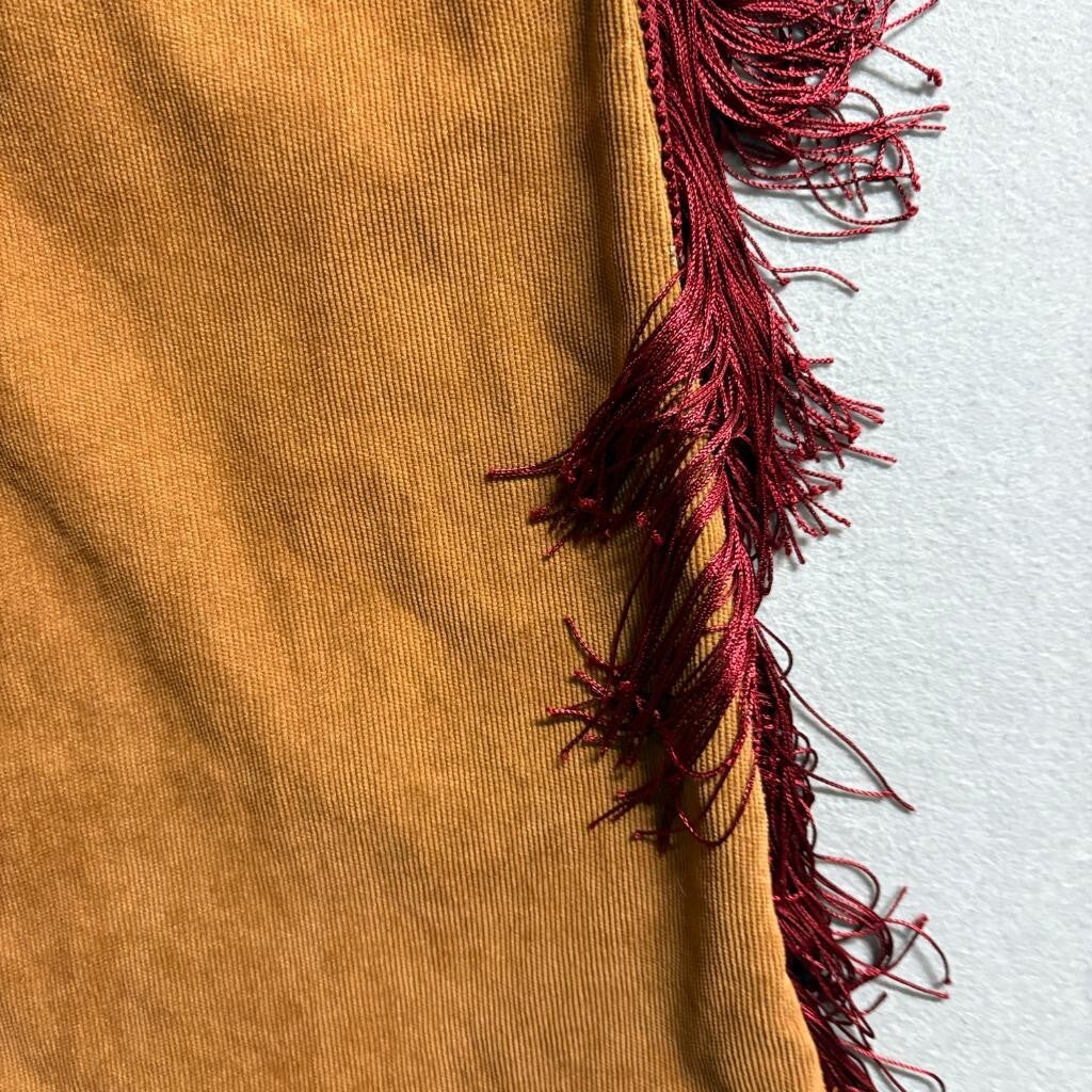 Cider Corduroy Fringe Flare Pants Womens Large Brown Red Western Boho Festival