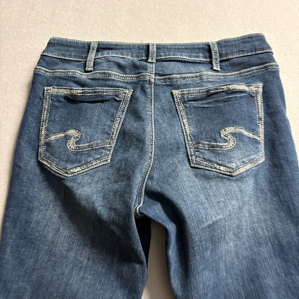 Silver Jeans Co Suki Skinny Crop Jeans Womens 12W L26 Blue Denim Distressed Hem