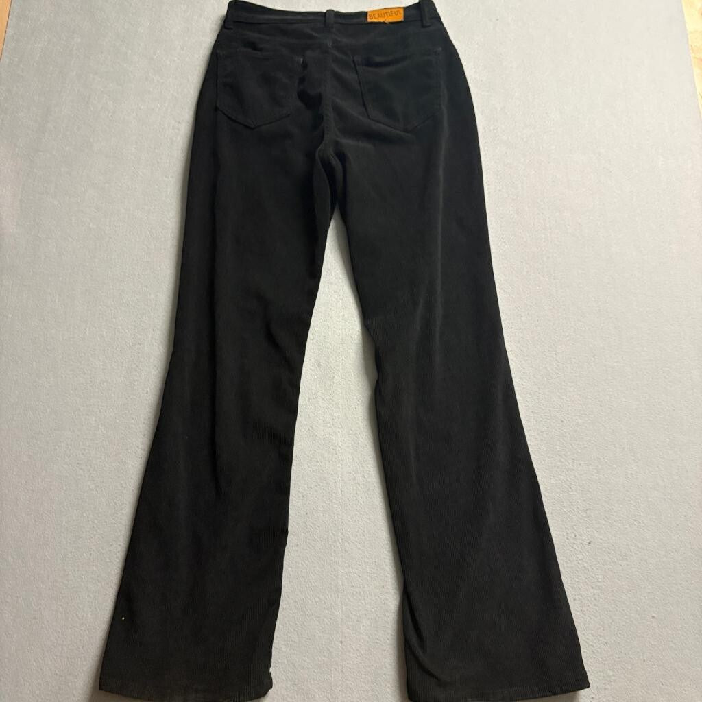 Shein Corduroy Pants Womens Medium Black Bootcut Flare High Rise Stretch Casual