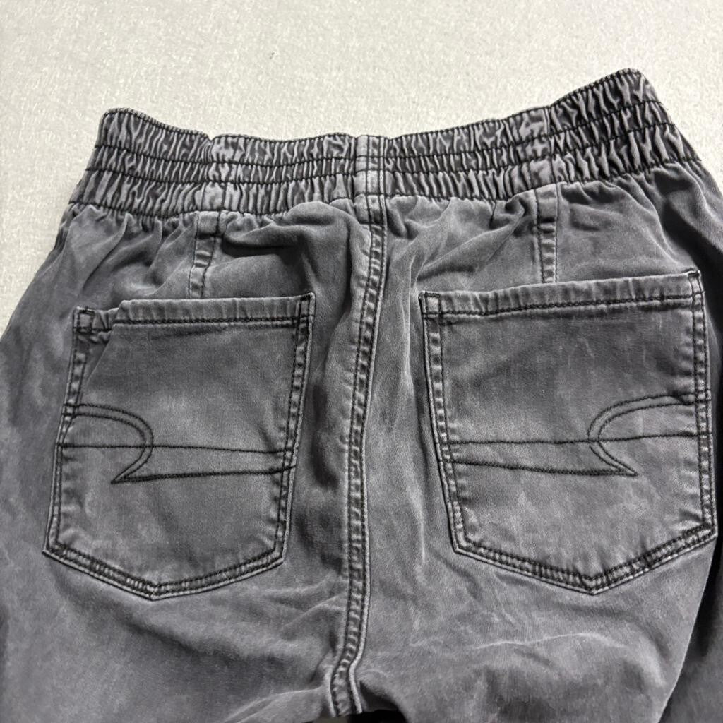 American Eagle Jogger Pants Womens 0 Gray Elastic Waist Utility Cargo Pockets