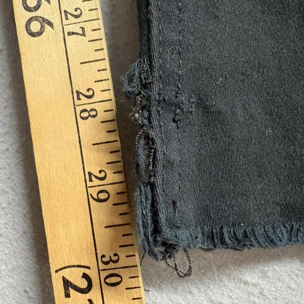 Stone Falcon Slim Fit Jeans Mens 36x32 Black Distressed Raw Hem Denim Pants