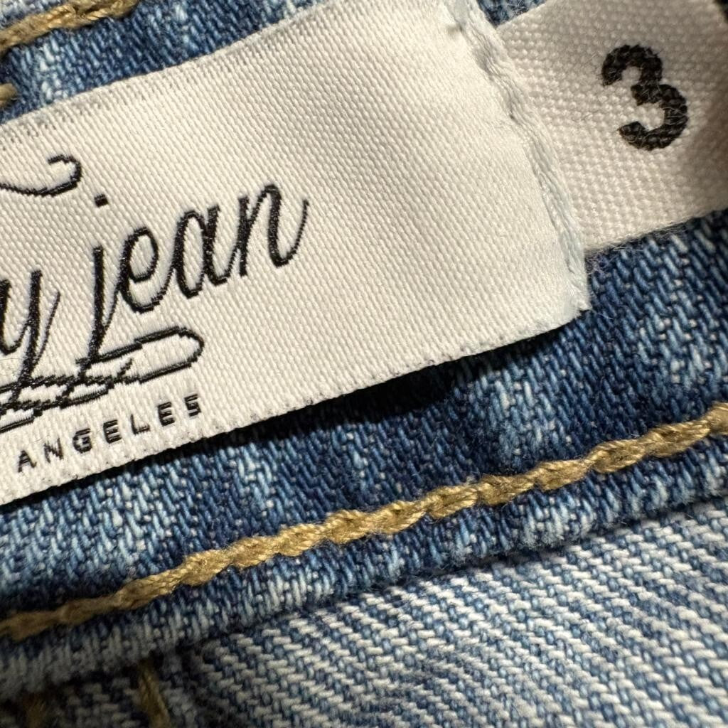 Carly Jean Los Angeles Chrissy Distressed Jeans Womens Size 3 Blue Denim Frayed