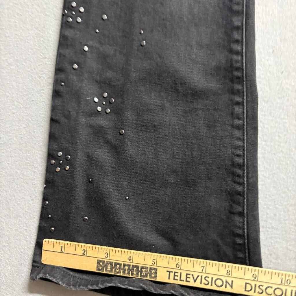 Lucky Brand Stevie High Rise Flare Jeans Womens 6/28R Black Studded Denim