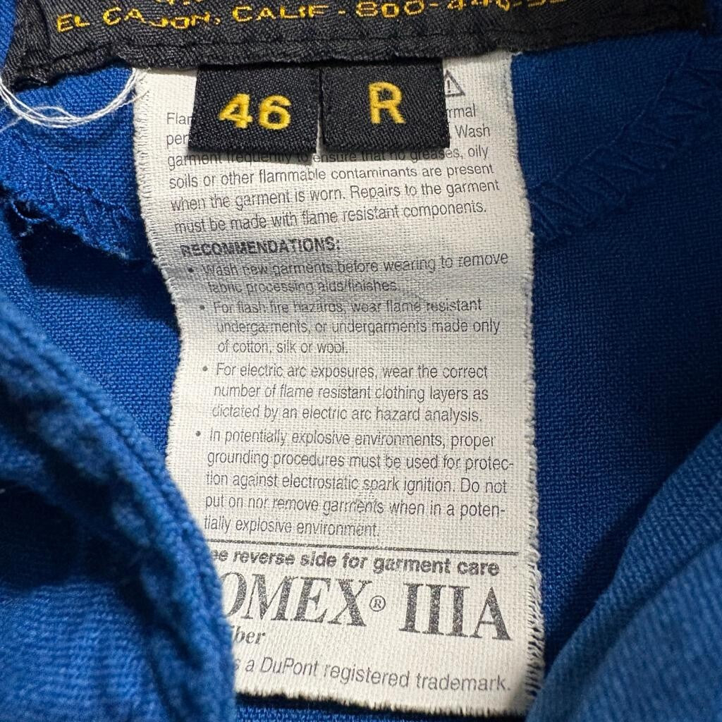 Gibson and Barnes Nomex Flight Suit Blue Size 46 Regular  Pilot Jumpsuit