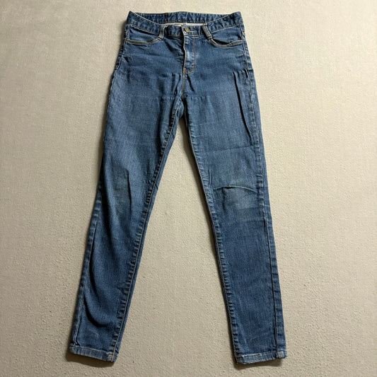 Double Button Skinny Jeans Womens Small Blue Denim Stretch Made in Korea