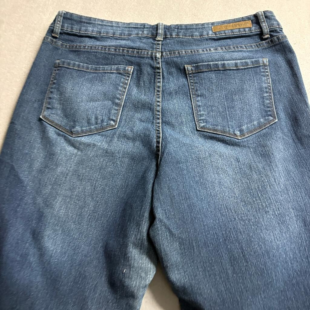 Cafe Denim Premium Jeans Womens Size 14 Blue Stretch Straight Leg Medium Wash