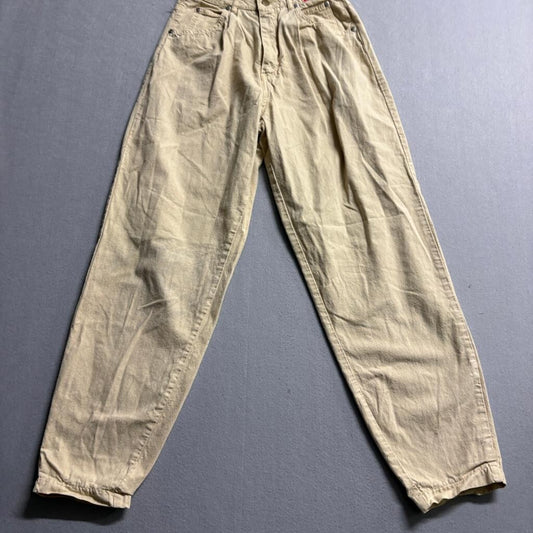 Vintage Takabo Jeans Womens 9 Beige Cotton High Rise Pleated Mom Tapered Leg