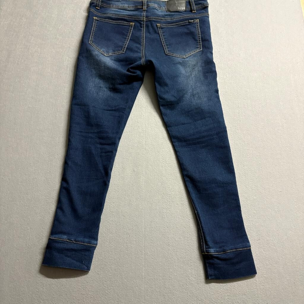 Hype Skinny Jeans Womens Size 30 Blue Denim Stretch Mid Rise Cuff Hem