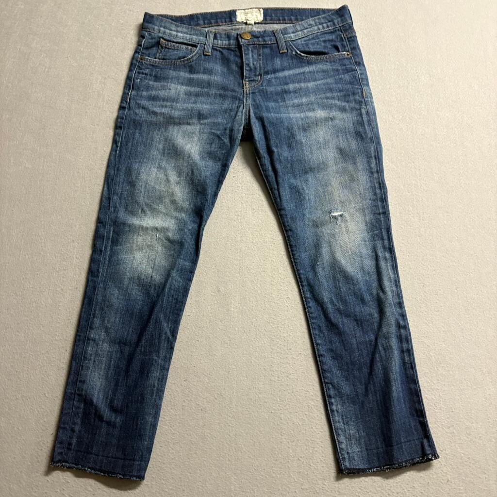 Current Elliott The Cropped Roller Jeans Womens Size 26 Wildcard Destroy Blue