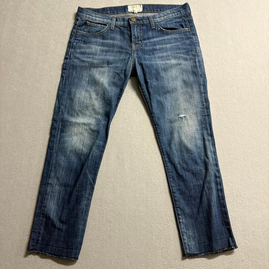 Current Elliott The Cropped Roller Jeans Womens Size 26 Wildcard Destroy Blue