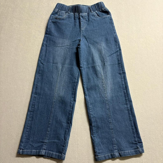 Unbranded Girls Wide Leg Jeans Size XS Blue Denim Elastic Waist Pull On Pants