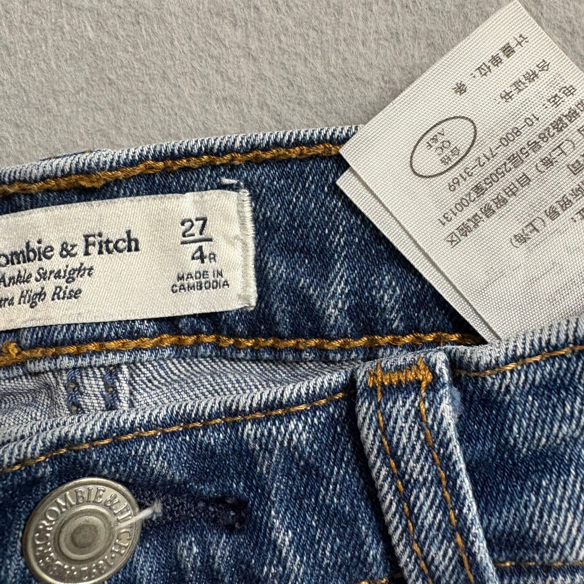 Abercrombie & Fitch Ultra High Rise Ankle Straight Jeans Womens 27 4R Blue Denim
