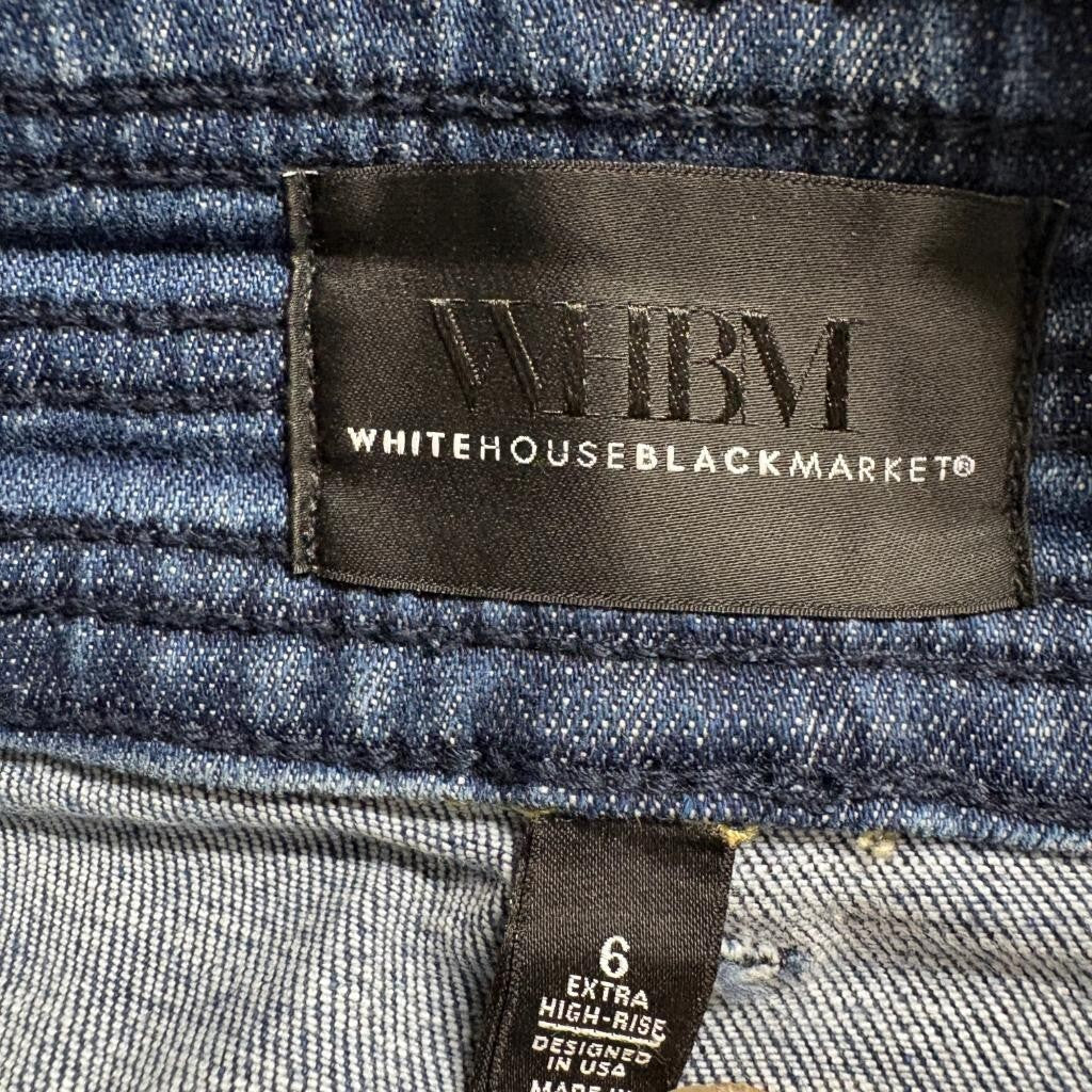 White House Black Market Trouser Jeans Womens 6 Extra High Rise Blue Wide Leg