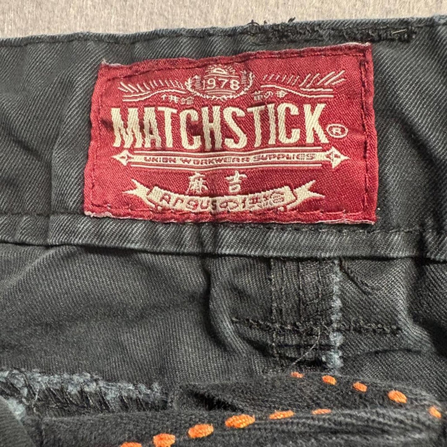 Matchstick Mens Cargo Pants Size 38 Black Cotton Multi Pocket Tactical Utility