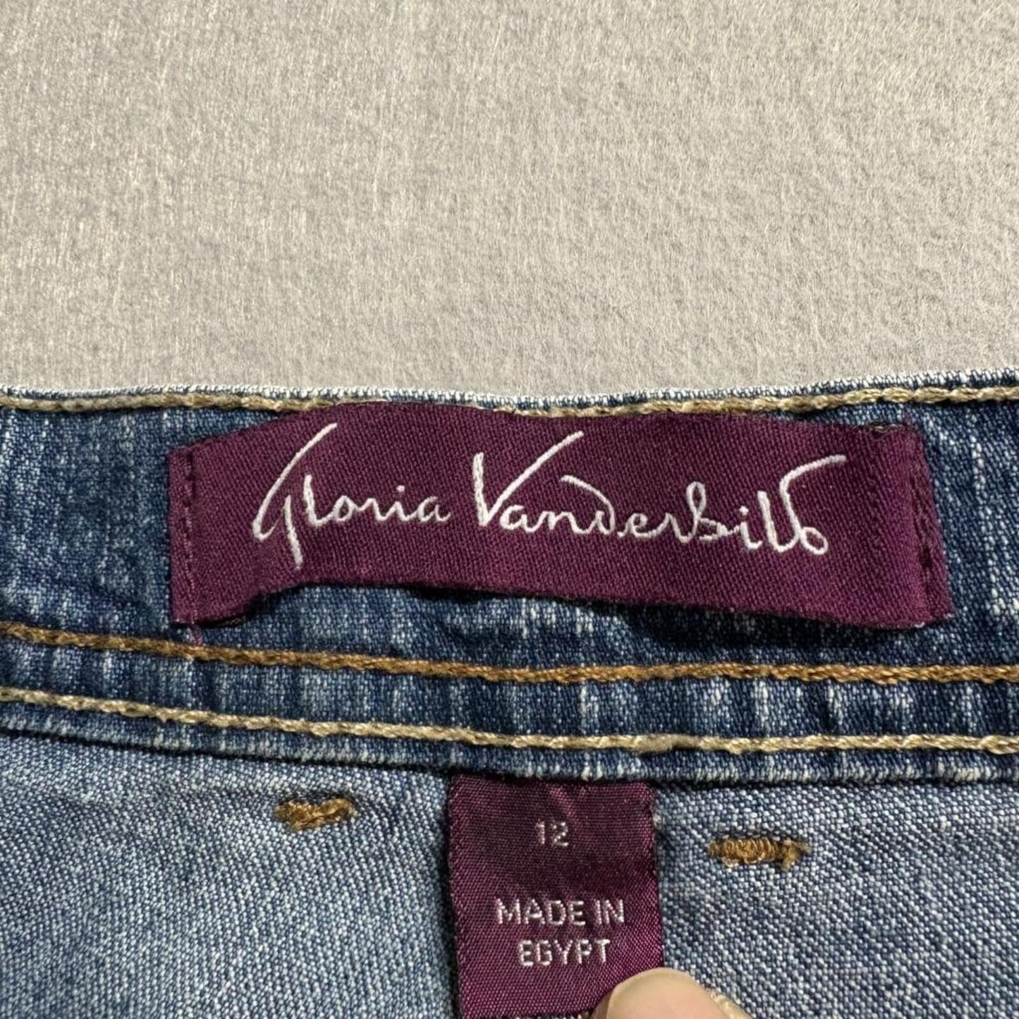 Gloria Vanderbilt Amanda Jeans Womens 12 Average Blue Denim Straight Leg Stretch