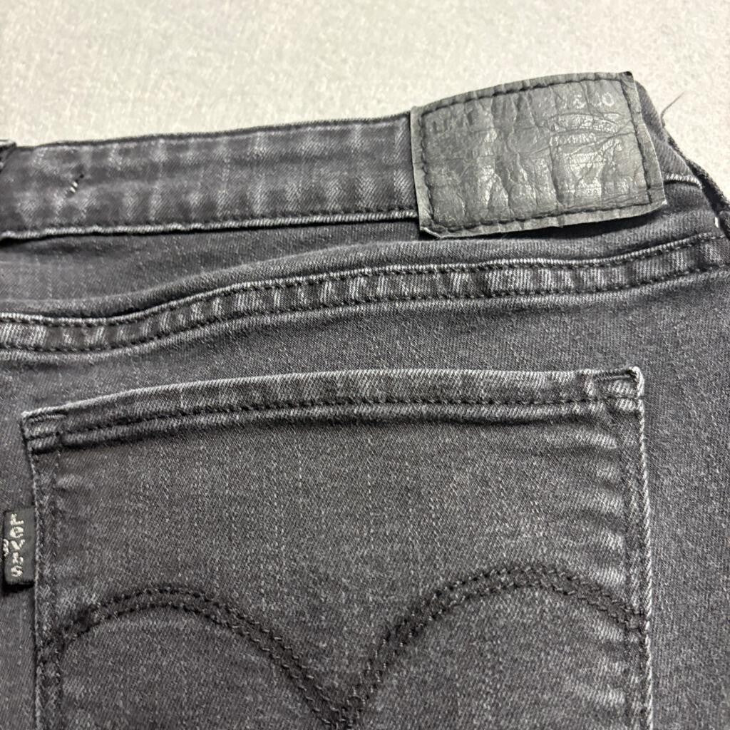 Levis 711 Skinny Jeans Womens 32 Gray Black Denim Stretch Pants Inseam 26