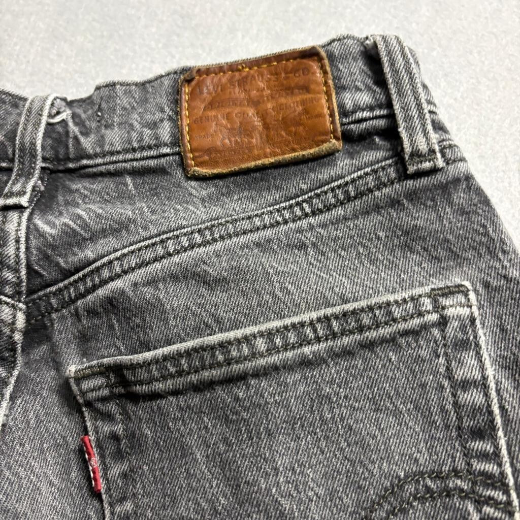 Levis Premium Ribcage Straight Jeans Womens 26 Gray Denim High Rise Button Fly